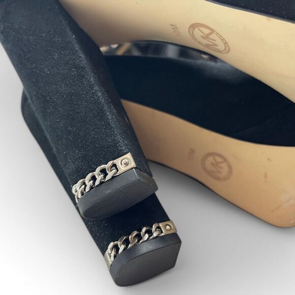 MICHAEL KORS Sabrina Chain Heel Platform Suede Pumps Women's Sz 10 - Picture 5 of 8